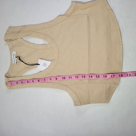 WeWoreWhat Women Cropped Beige Scoop Cotton Racerback Jersey Tank Top Size L - Picture 5 of 7
